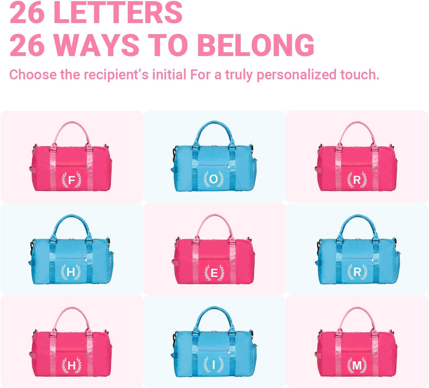 Gym Bag for Women, Personalized Duffle Bag with Shoe Compartment, Sports Bag for Yoga & Dance with