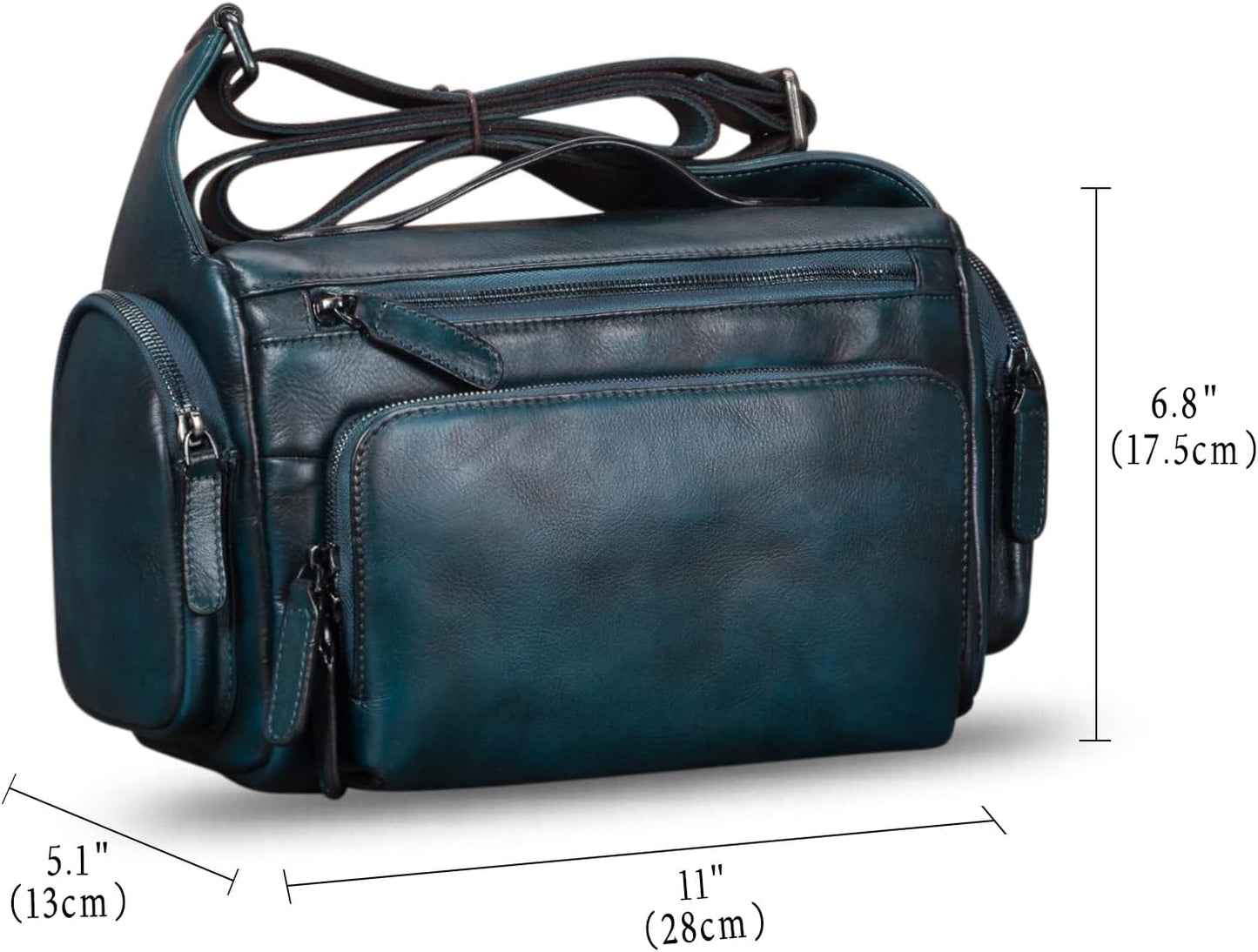 IVTG Genuine Leather Messenger Bag for Men Crossbody Shoulder Pack Satchel Casual Sling Daypack Work Business Daypack