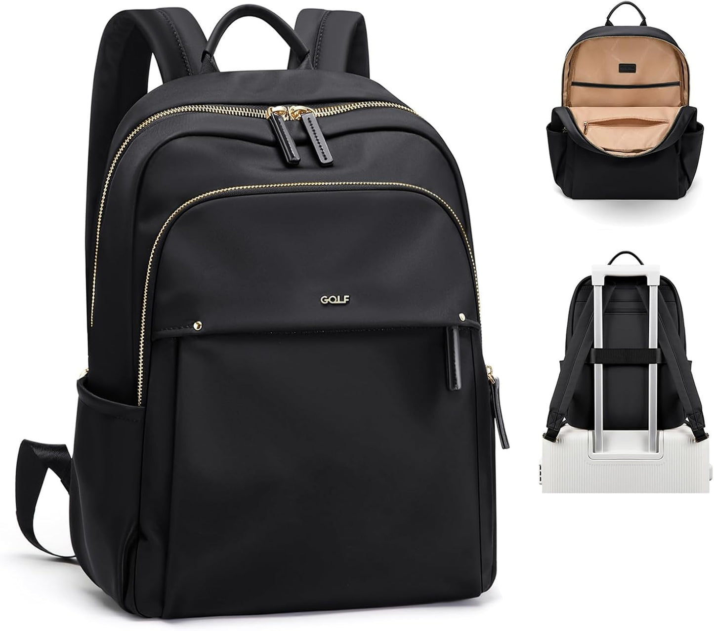 GOLF SUPAGS Stylish Laptop Backpack for Women Computer Bag Fits 14 Inch Notebook Travel College Work Backpacks Purse (Black)