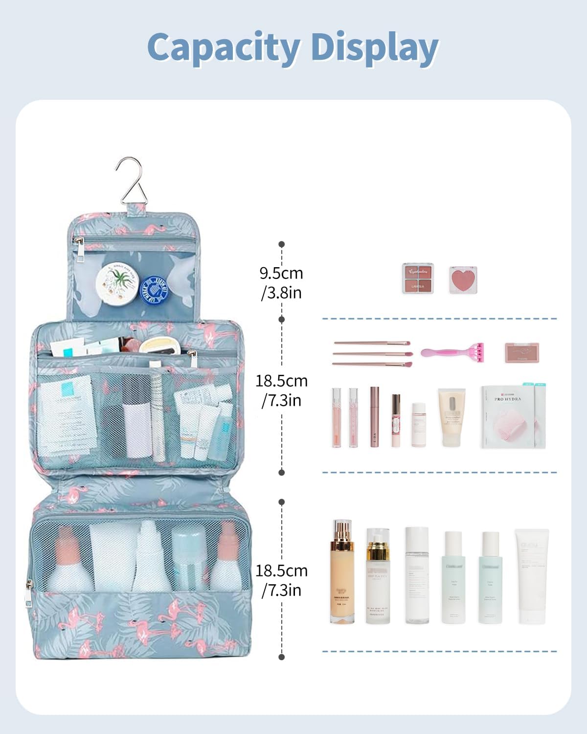 Narwey Small Hanging Travel Toiletry Bag for Women, Travel Bag for Toiletries, Makeup Bag Organizer Cosmetic Bags Make Up Bags for Girls