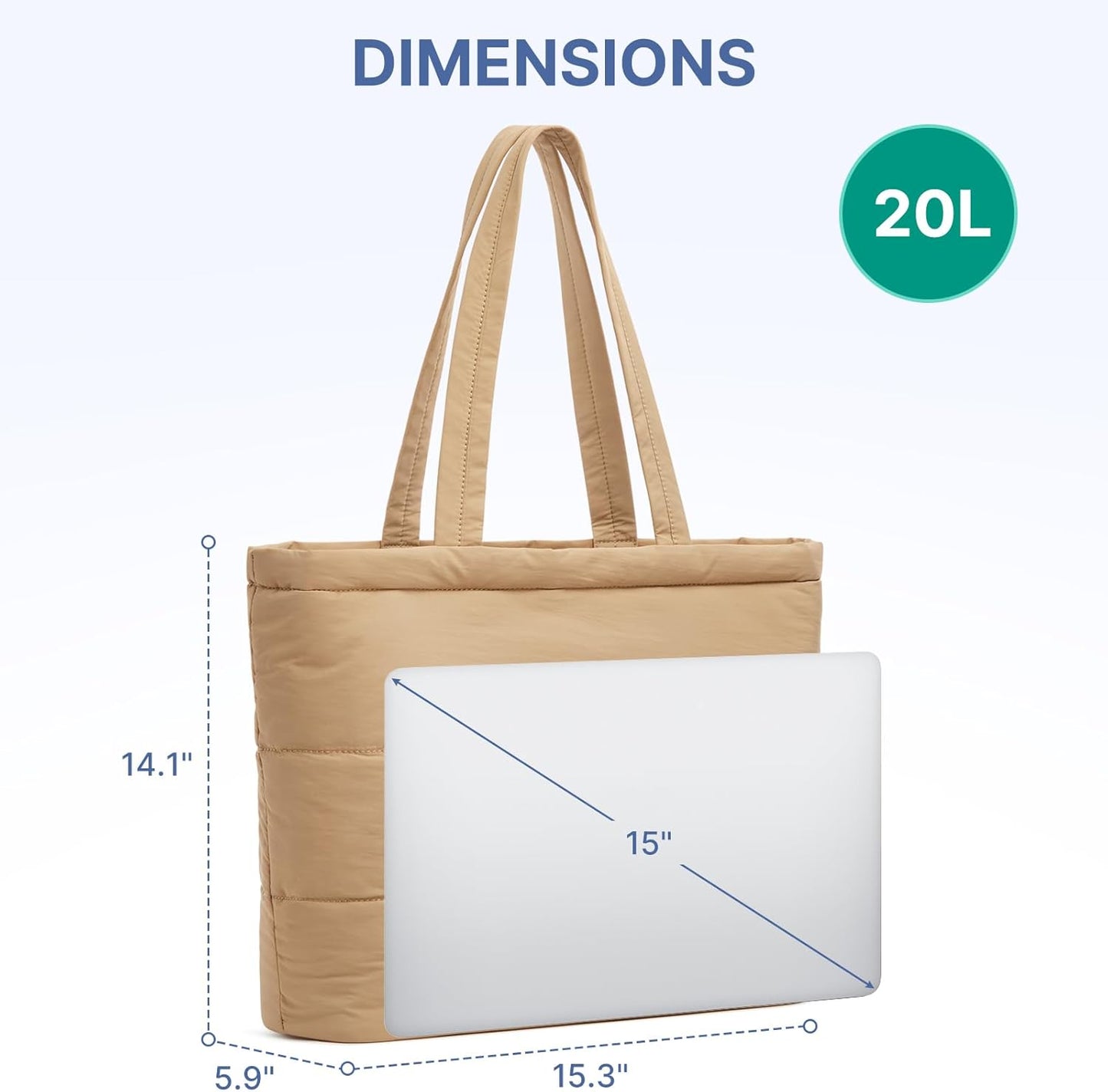 G4Free Tote Bag for Women, Puffer Casual Shoulder Bag with Cup Holder and Laptop Compartment for Travel, Work, Gym