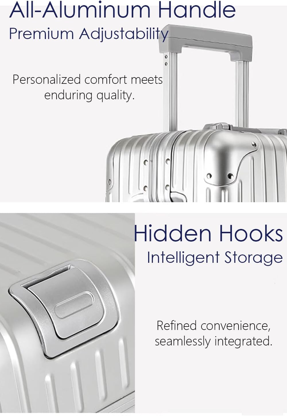 28 Inch All Aluminum Checked in Luggage with Wheels, Hard Shell Zipperless Suitcase with TSA Locks