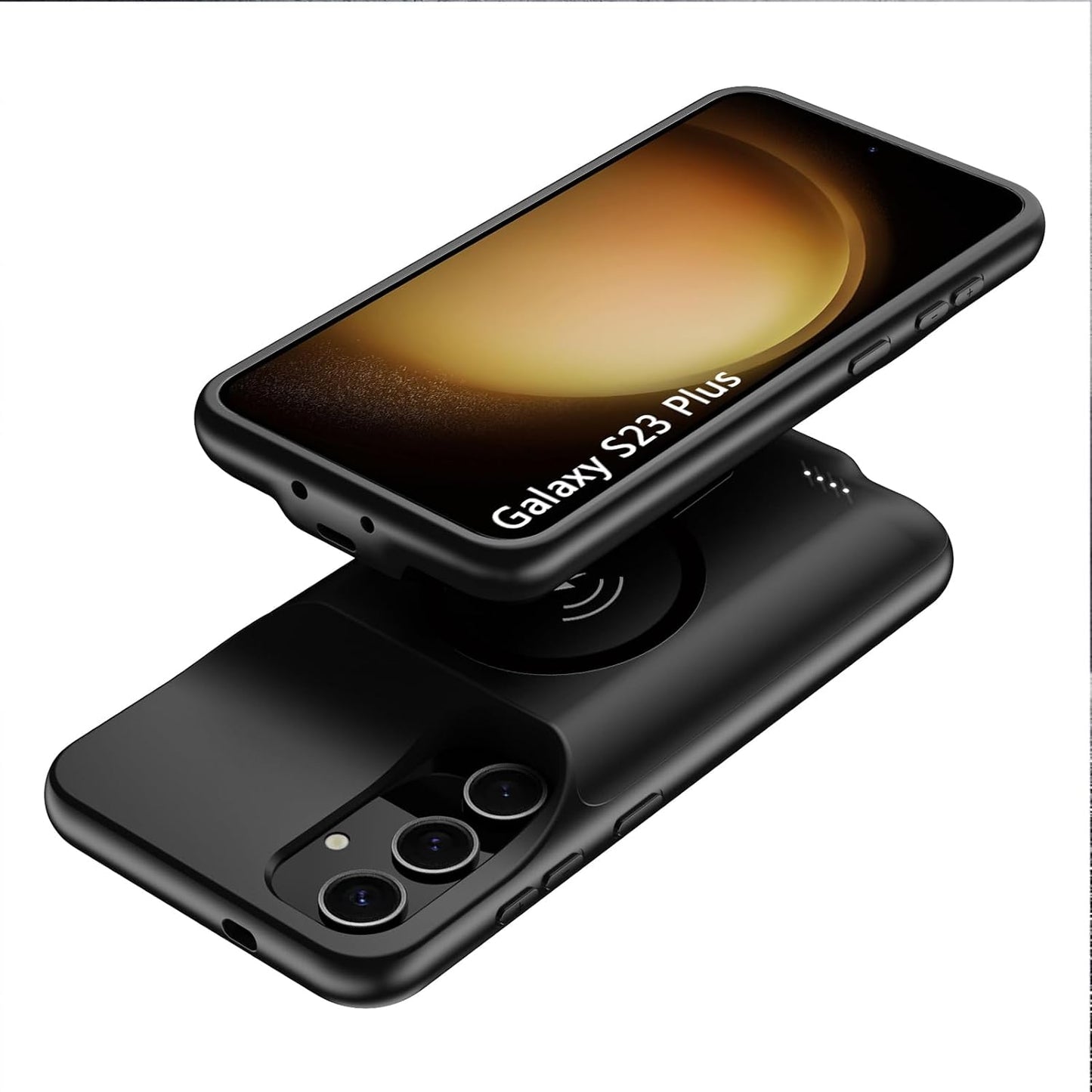 Battery Case for Galaxy S23 Plus,[12000mAh]Large capacity Slim Portable Protective Fast Charging Case Battery Case Compatible with Galaxy S23 Plus(6.6inch) Wireless Charging Case with Carplay-Black