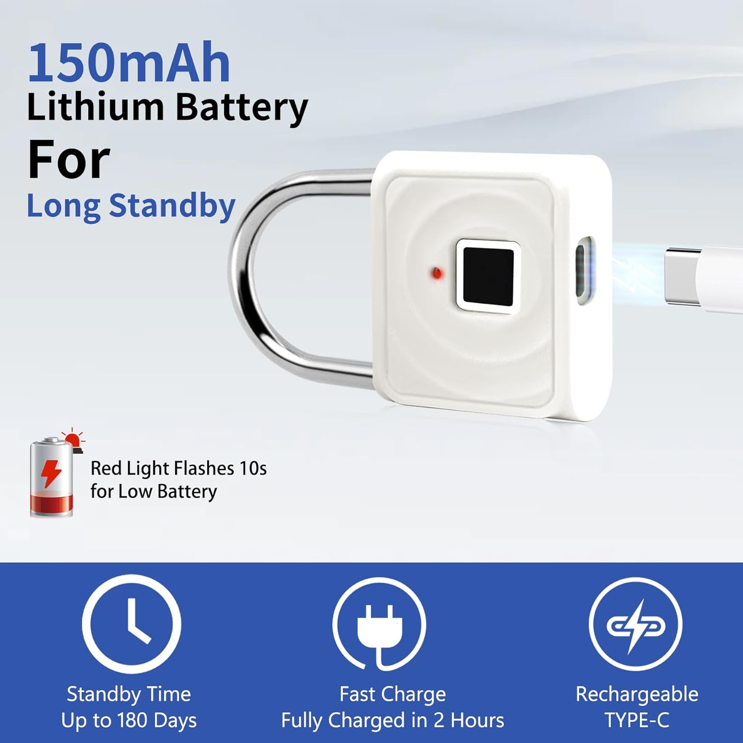 UMIKSMART Biometric Smart Lock, Keyless Fingerprint Padlock with USB Charging, Smart Lock Gift for