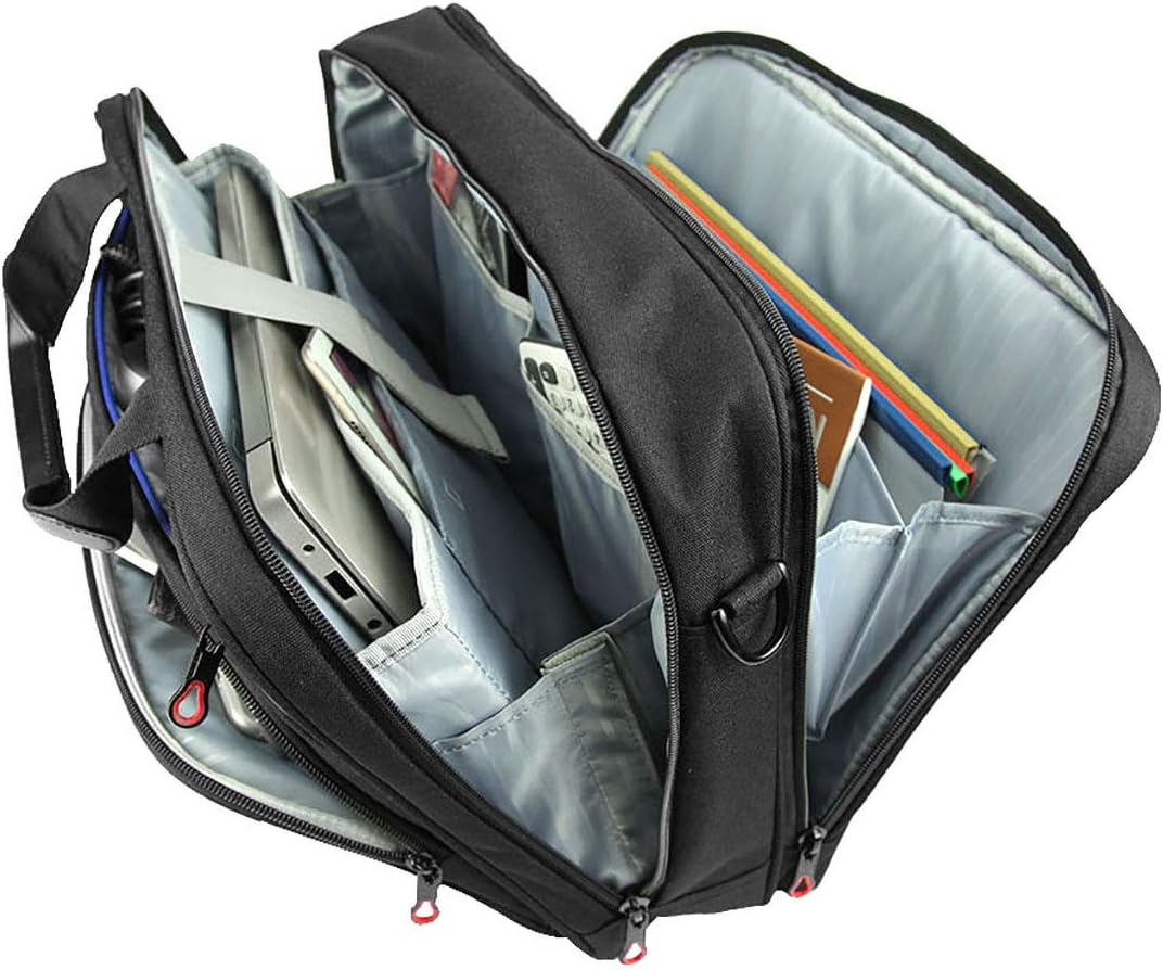 KROSER Laptop Bag 15.6 Inch Laptop Briefcase Laptop Messenger Bag Water Repellent Computer Case Laptop Shoulder Bag Durable Tablet Sleeve with RFID Pockets for Business/College/Women/Men-Black/Red