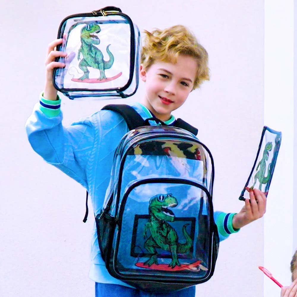 Clear Backpack for Girls and Boys, Kids Transparent Bookbag, 3PCS Cute See Through School Bag for