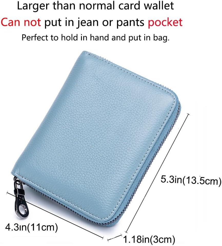 Genuine Leather Wallet Credit Card Holder RFID Blocking Travel Passport Organizer for Men and Women (Blue)