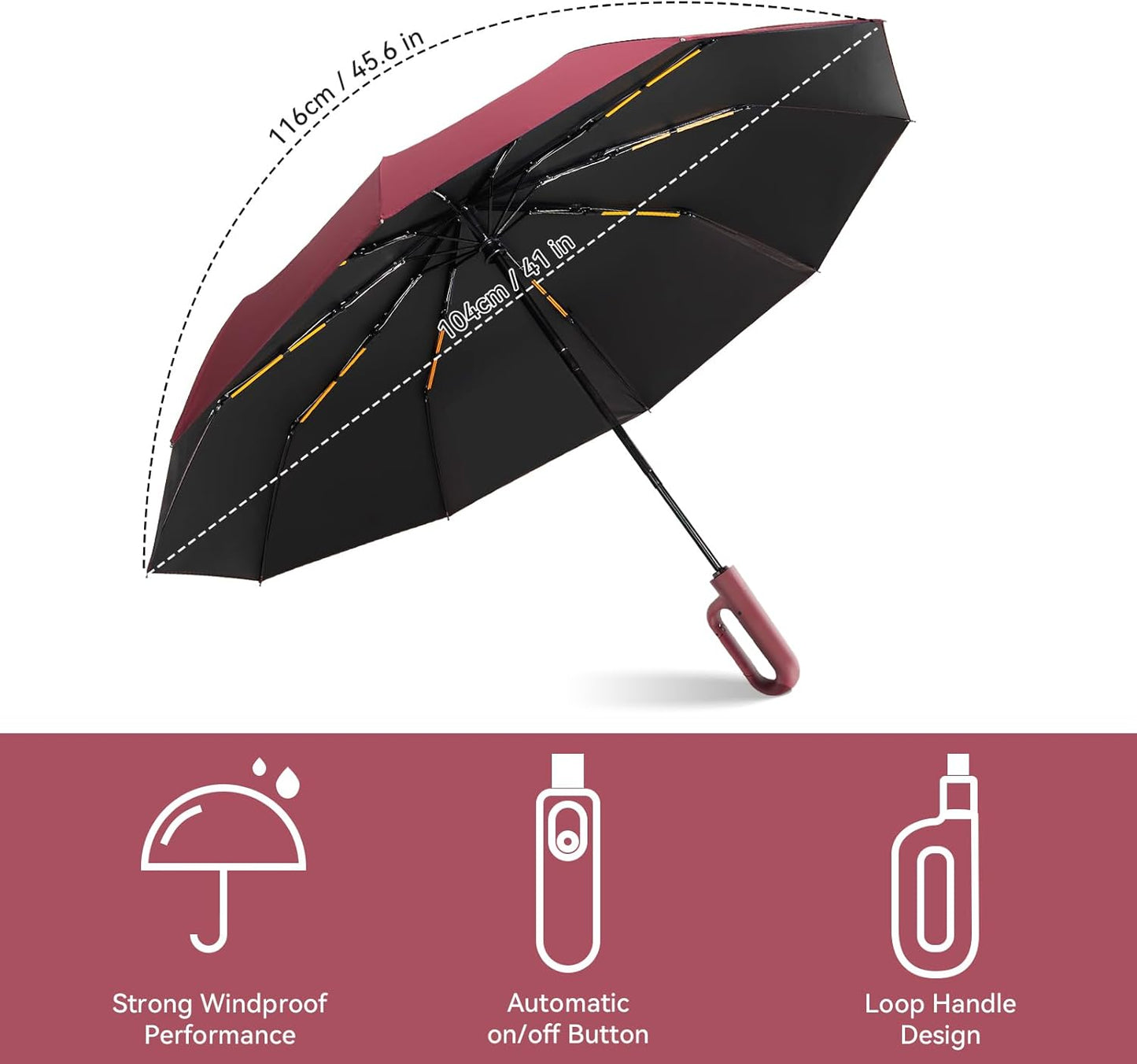 Folding & Inverted Umbrella, Outdoor Travel Umbrella, 46 Inch Portable Reverse Folding Umbrella，Windproof Folding Umbrella for Men and Women