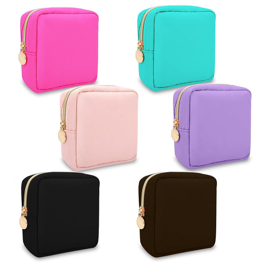 6 Pcs Waterproof Mini Makeup Bag Pouch for Purse,Small Cosmetic Travel Bag Pouch Nylon Toiletry Organizers Bag for Women Girls,Cute Mini Zipper Pouch Preppy Coin Purse for School Work Camping Travel