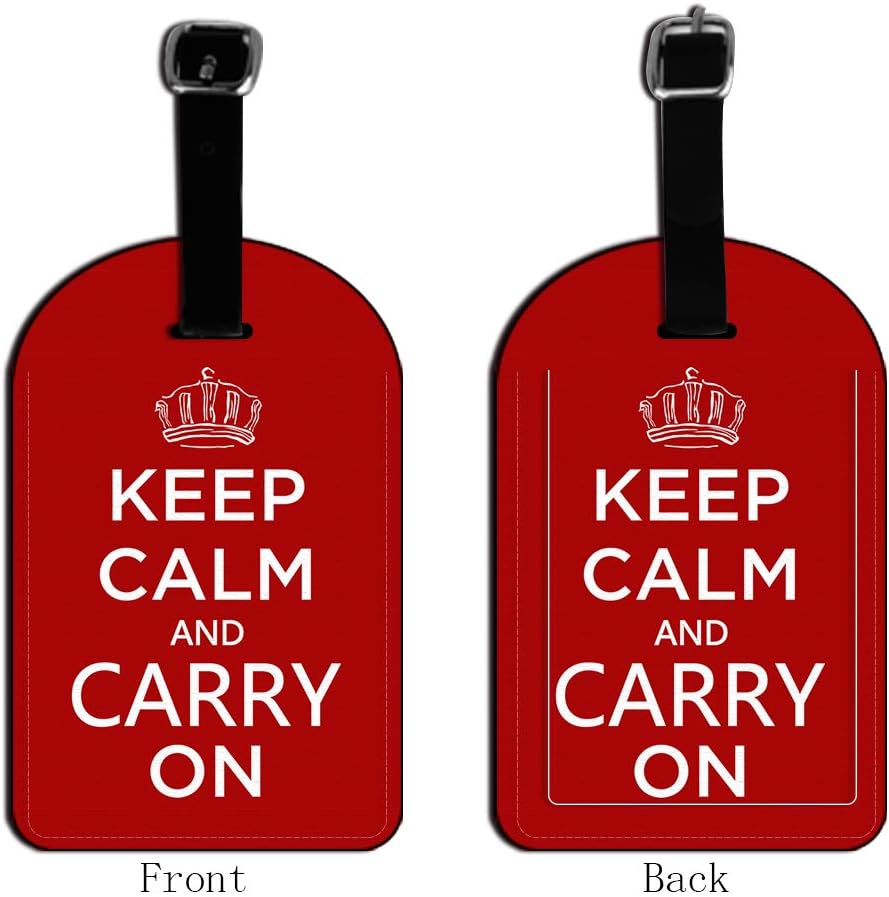 Keep Calm and Carry On Luggage Tags Red Quote Slogan Leather Travel Bag Labels Suitcase Carry-On ID Card