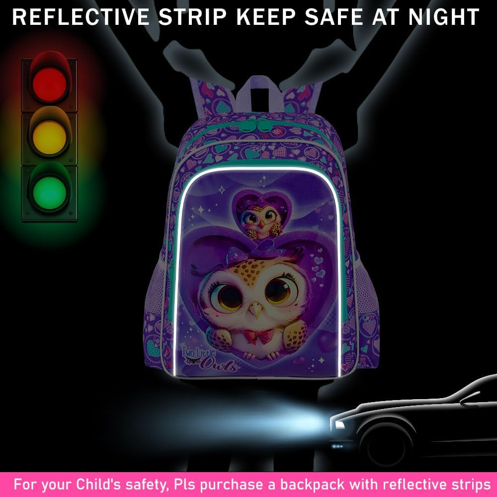 3PCS Girls Backpack, Kids Water Resistant Heart Bookbag Set with Lunch Box, Cute Kids School Bag