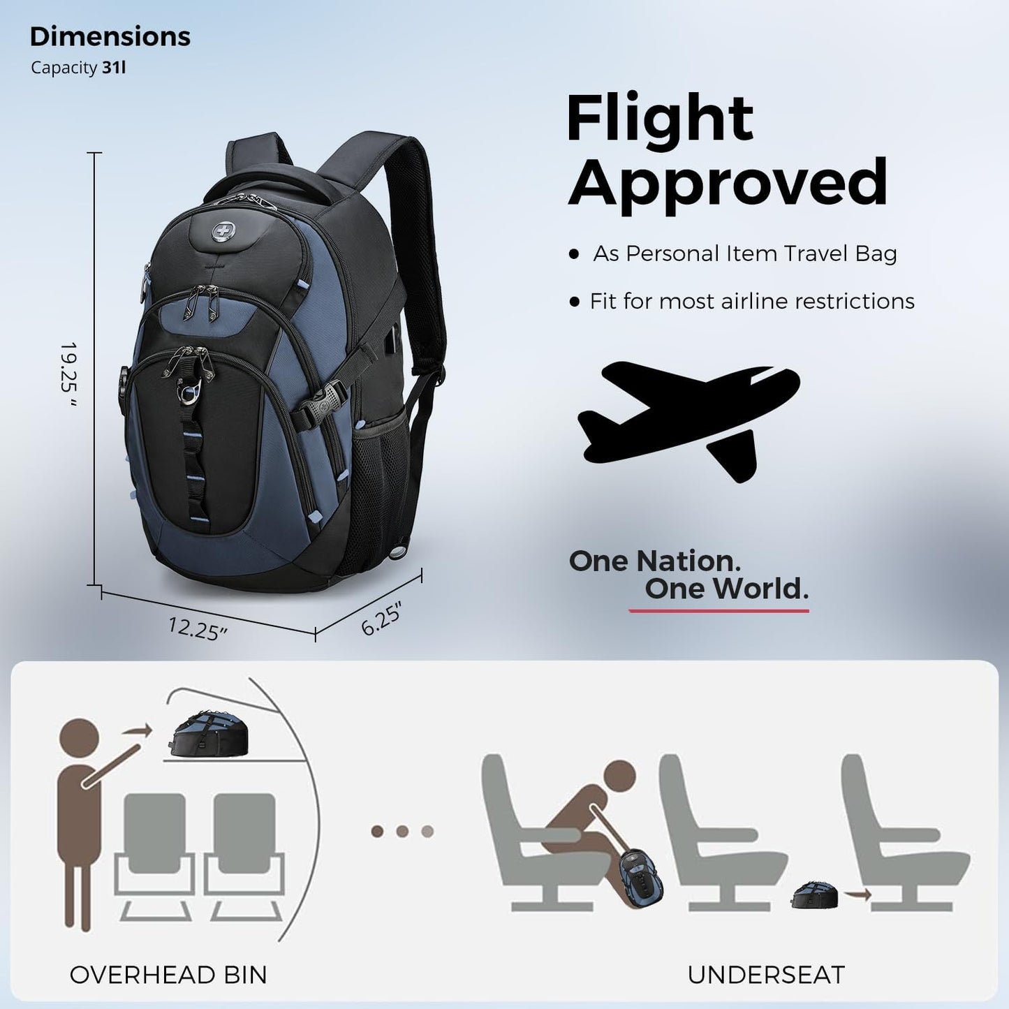 Swissdigital Design Laptop Backpack with USB Charging Port, Travel Backpack Fits 15.6 inches