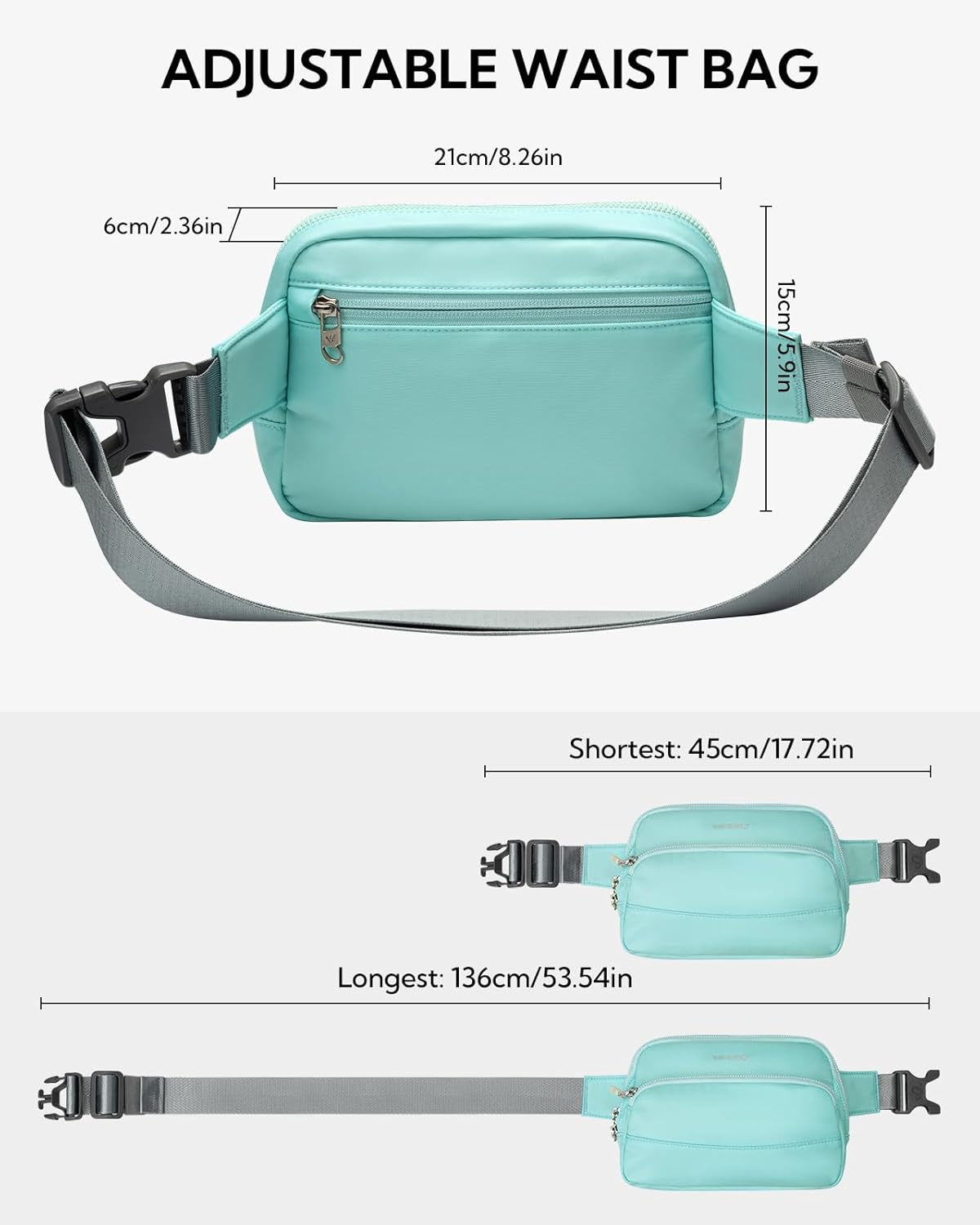 WATERFLY Waist Packs Fanny Pack: 2L Fashion Crossbody Bum Bags for Women Men Casual Waist Bag for Walking Hiking Everywhere