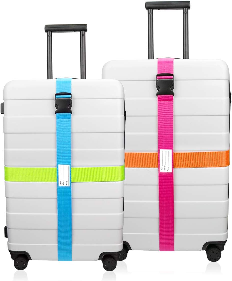 Luxebell Luggage Straps Suitcases Belt TSA Approved Travel Essentials Accessories Gift for Carry on Bag 6.56 ft 4 Pack