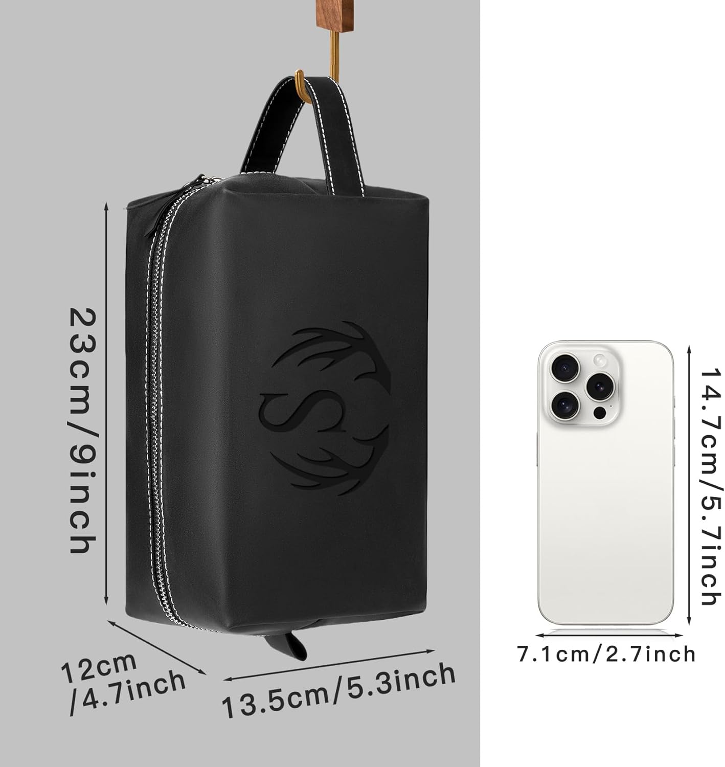 Personalized Gifts Travel Toiletry Bag for Men Engraved Initial PU Leather Waterproof Shaving Bag for Toiletries Accessories Fathers Day Birthday Gift for Men Dad Husband Son, Black E
