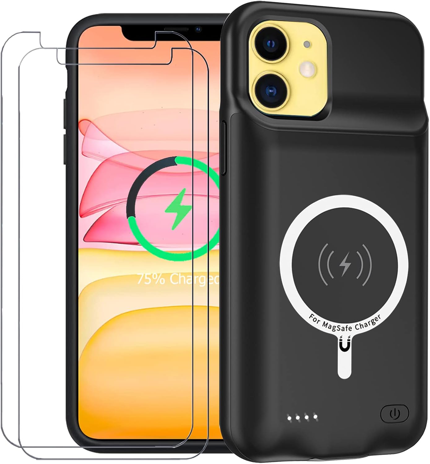 Battery Case for iPhone 11, Enhanced 10000mAh Portable Protective Smart Wireless Charging Case Support Carplay Compatible with iPhone 11 (6.1 inch) Rechargeable Extended Battery Charger Case (Black)