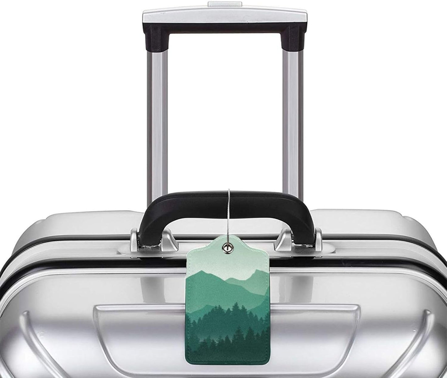 Green Mountain Luggage Tags Set of 2 Leather Stainless Steel Loop Label Tag for Travel Bag Suitcase