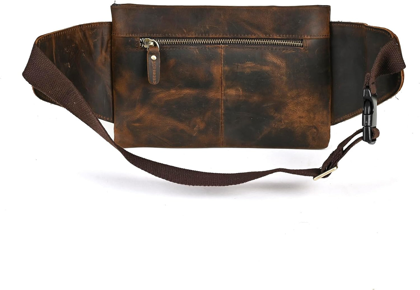 Thick Crazy Horse Leather Hiking Riding Travel Outdoor Belt Fanny Waist Pack Small Phone Pouch For Men Women 380 (381 Brown)