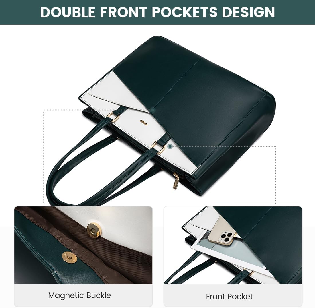 LOVEVOOK Laptop Bag for Women 15.6 Inch Tote Bags Waterproof Leather Briefcase Computer Women