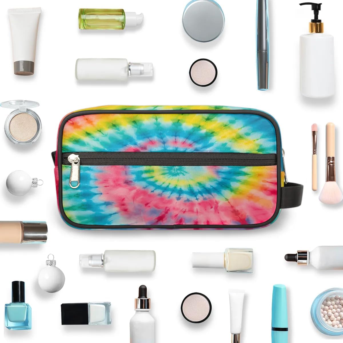 Colorful Swirl Tie Dye Travel Toiletry Bag Kit for Men Cosmetic Makeup Bag for Women Waterproof Shaving Bag Hanging Wash Bag Organizer for Toiletries Accessories