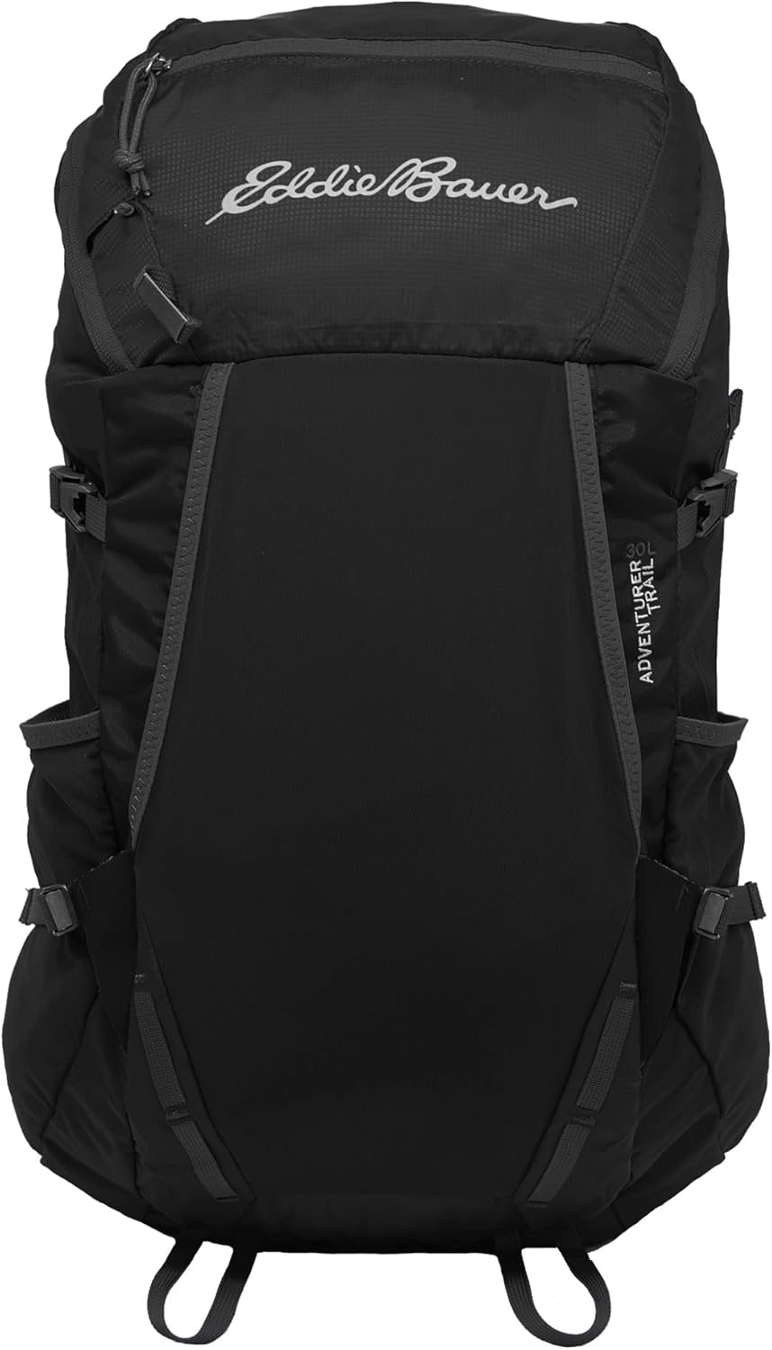 Eddie Bauer Adventurer Backpack with Organization Compartments and Hydration/Laptop Compatible Sleeve, Trail Adventurer - Black, 30L