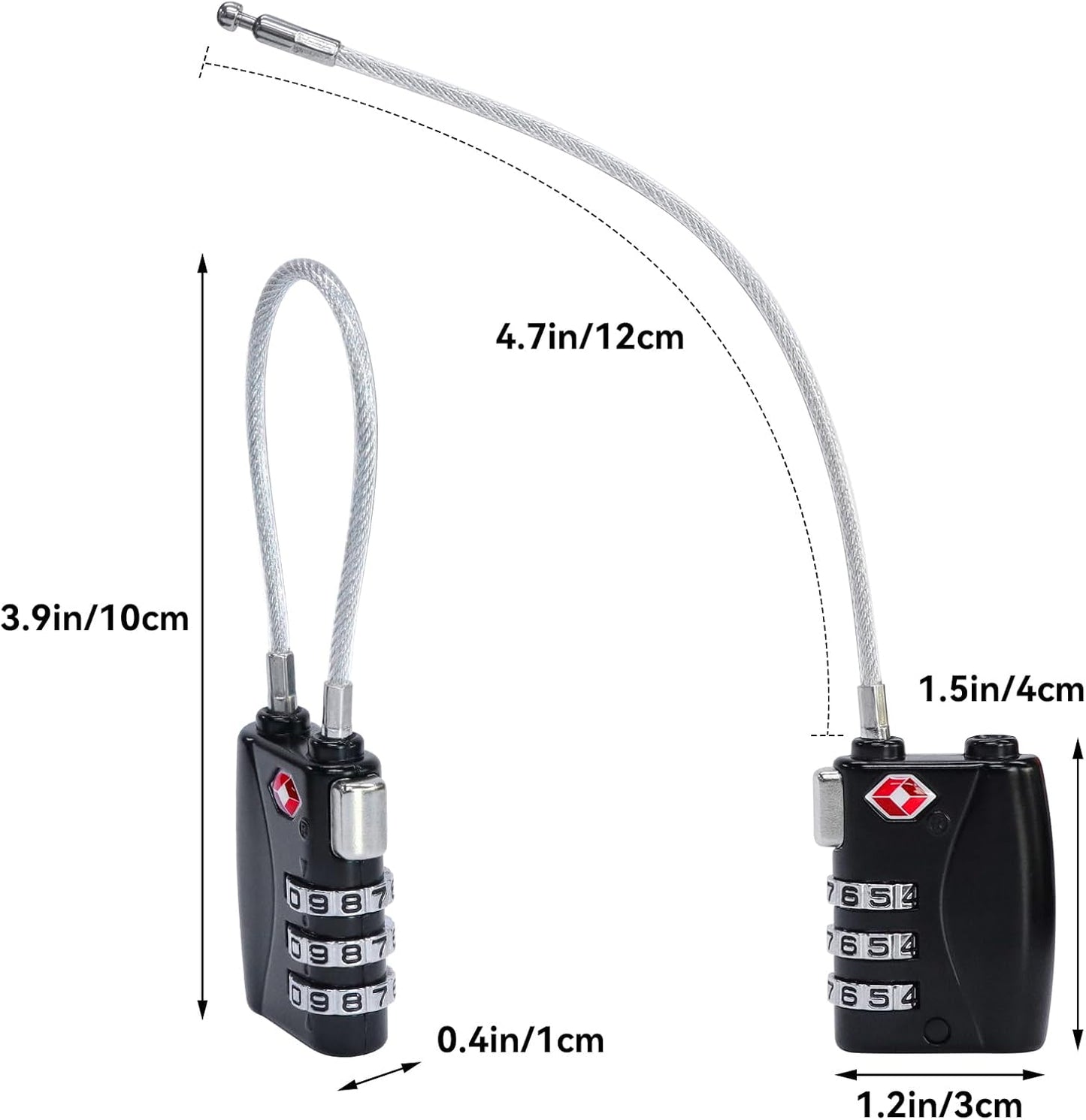 AOUTACC 2 Pack TSA Luggage Lock and 2 Pack Aluminium Metal Luggage Tags, Mini Combination Password and Suitcase Card Holder Bag Tag Name Address ID Bag Label with Key Ring