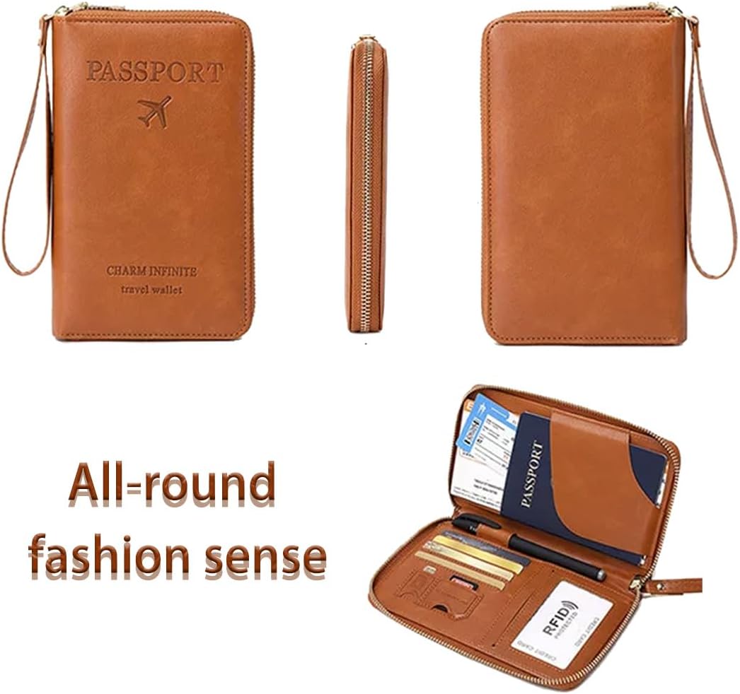 Similarbe Multifunctional RFID Passport Wallet, RFID Blocking Travel Document Organizer Clutch Bag, Anti-theft Wallet (Sky Blue)