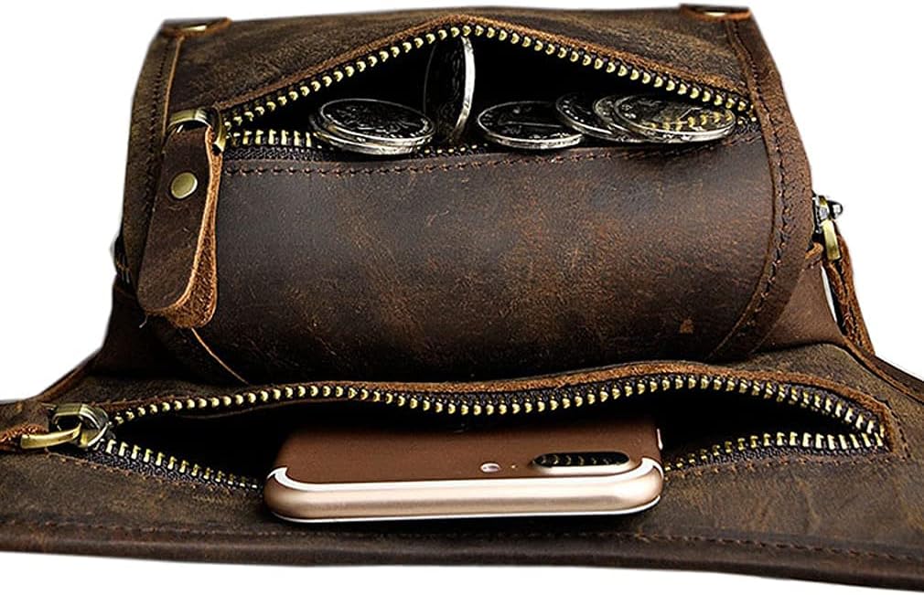 Leather Waist Pack Drop Leg Bag for Men Women Belt Bumbag Multi-Purpose Motorcycle Bike Outdoor