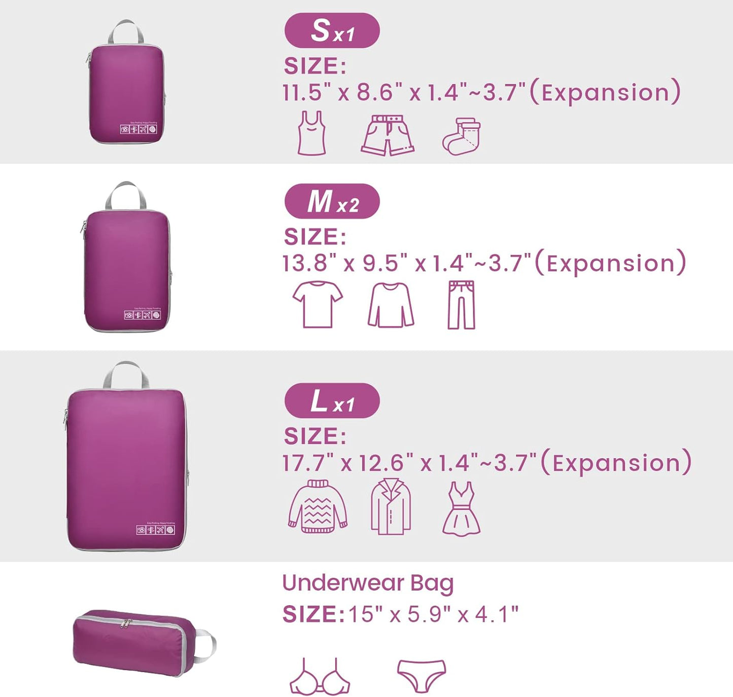 Cambond Compression Packing Cubes for Travel Women - Travel Bags Luggage Organizers Travel Essentials Compression Cubes for Travel Carry on Suitcases Organizer