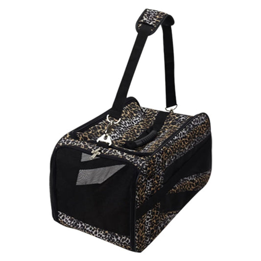 dbest products Pet Smart Cart Carrier, Medium, Leopard, Soft Sided Collapsible Folding Travel Bag, Dog Cat Airline Approved Tote Luggage Backpack