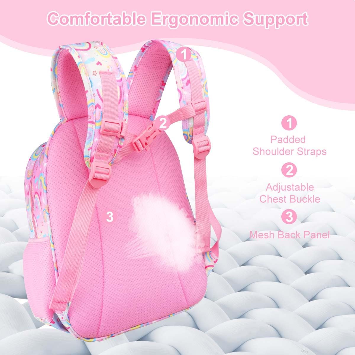 RHCPFOVR Girls Backpack for Elementary School, Backpack for Girls 5-8, Lightweight Kids Backpacks