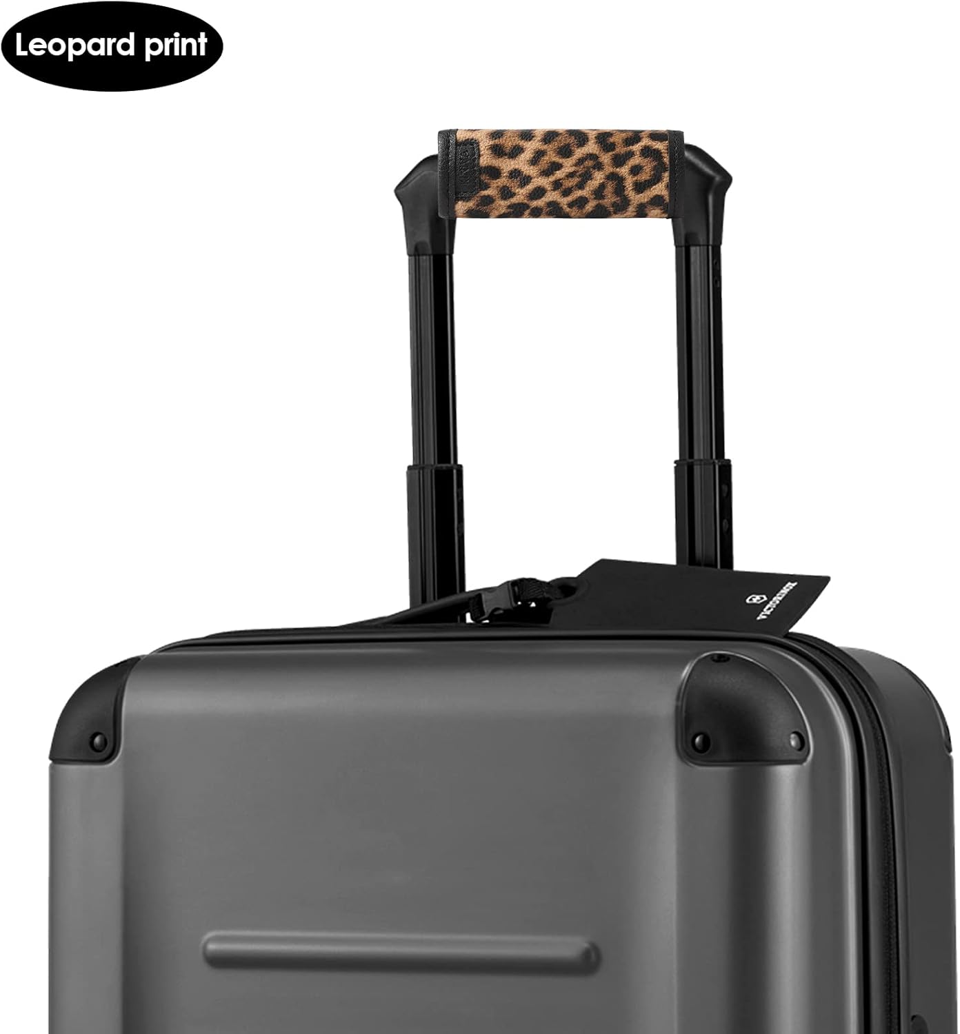 KINIVA Leather Luggage Handle Wrap 2 Pack Set,Luggage Identifiers Tags Markers for Luggage Suitcase,Travel Accessories(leopard-2pcs)