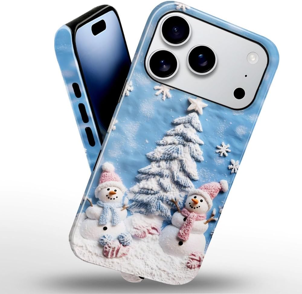 Case for iPhone 17 Pro - Slim Fit Anti-Scratch Phone Case for Girl Women - Snowman Winter Christmas Tree (Glossy)