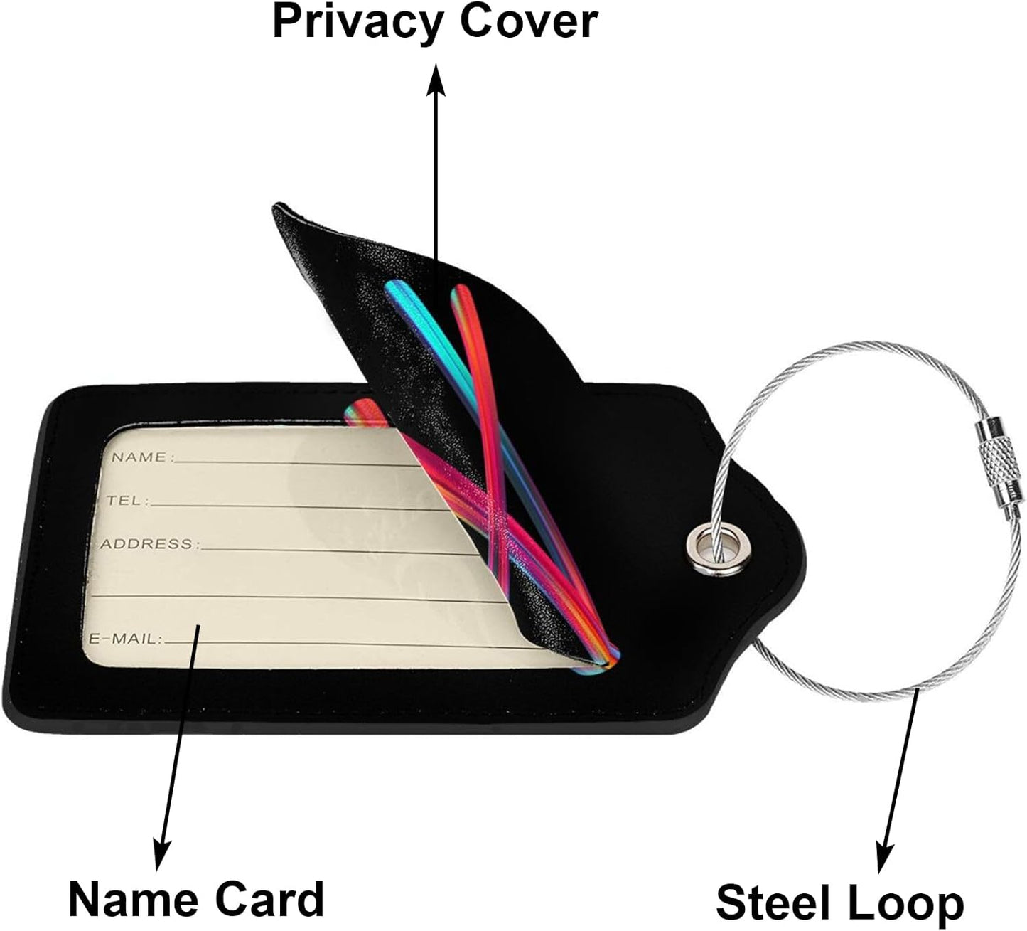 2 Pack Initial Luggage Tags for Suitcase, Colorful Letter Design Cruise Name Bag Tags, Novelty Baggage Identifiers with Full Privacy Cover, Leather ID Label for Women Men Kids Travel, Rainbow Letter A