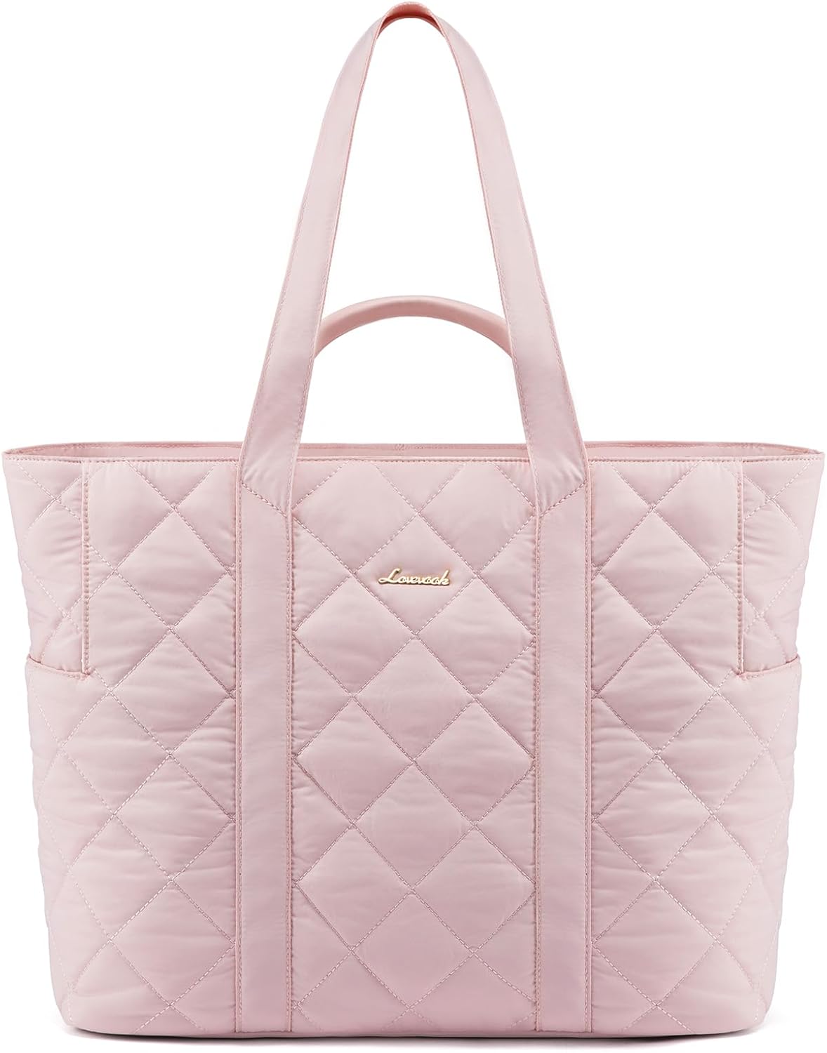 LOVEVOOK Laptop Tote Bag for Women,Quilted Puffer Laptop Bag Purse Computer Travel Work Tote Bags for Women with Zipper