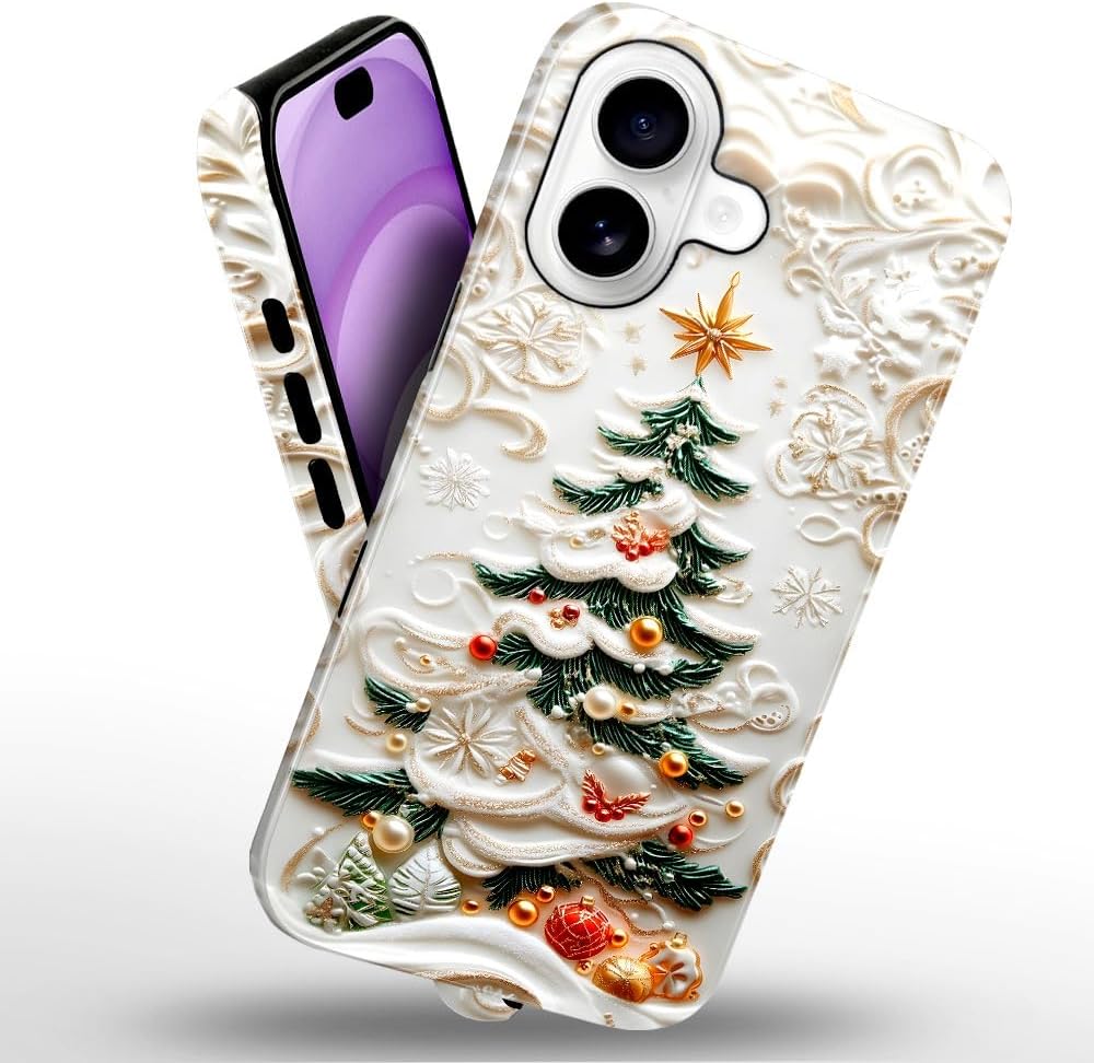 Case for iPhone 17 - Slim Fit Anti-Scratch Phone Case for Girl Women - Christmas Tree Stained Glass (Glossy)
