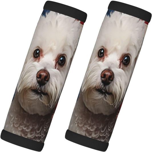 Luggage Handle Wraps Cute Dog Animal Usa Flag Luggage Identifiers Soft Neoprene Luggage Handle Wraps For Suitcase Trolley Handle Grip Cover 2 Pack Luggage Tags