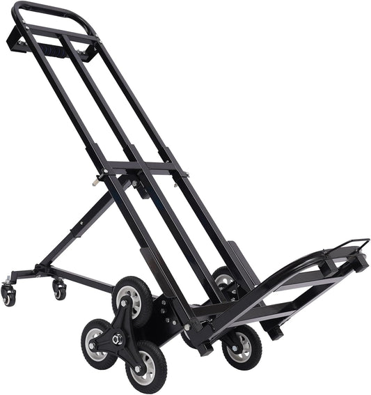 Folding Hand Truck Dolly Height Adjustable Steel Luggage Cart Trolley Cart Black MAX Load 460lbs Rubber Wheels for Moving,Shopping,Travel,Office Use