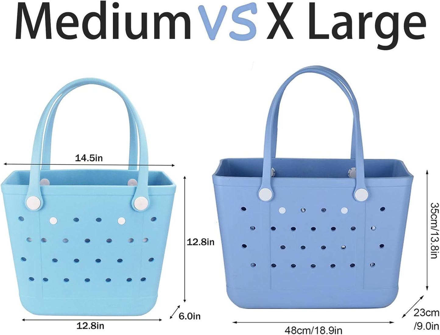 Medium Beach Bag, Waterproof Rubber Beach Bag, Washable Open Tote Bag Durable Tote Travel Bags for Outdoor Sport