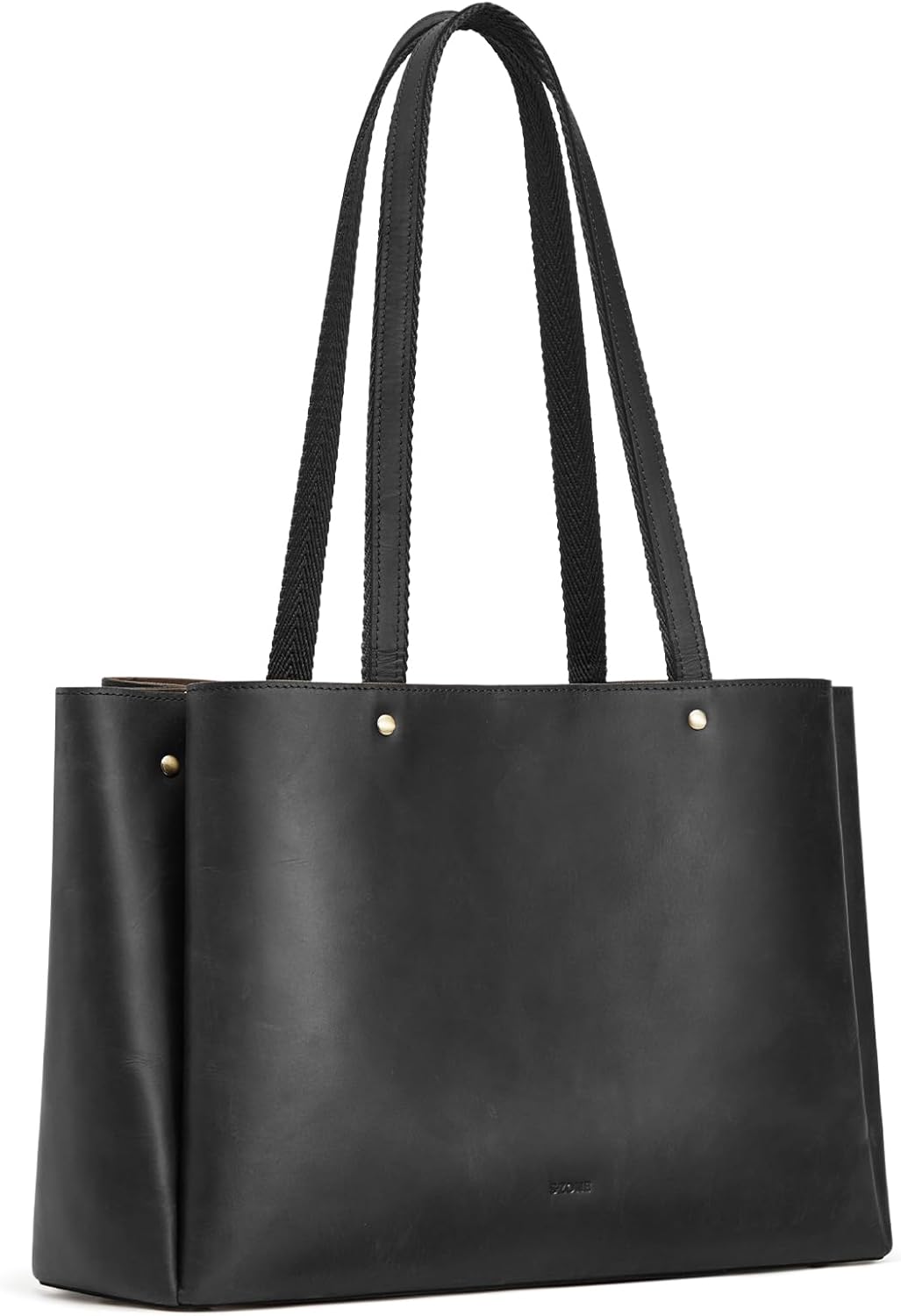 S-ZONE Genuine Leather Tote Bag for Women Work Large Shoulder Handbag with Zipper Compartment for Travel Professional