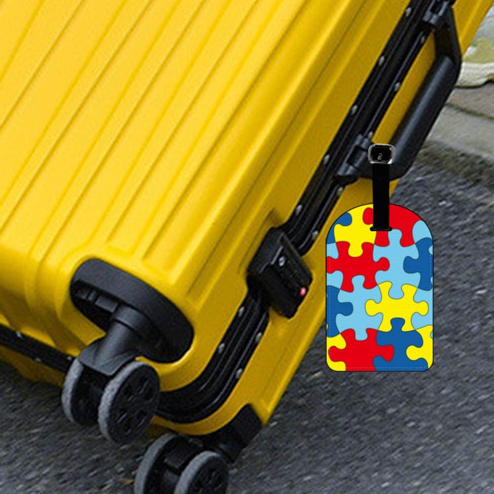 Autism Awareness Diversity Puzzle Pieces Luggage ID Tag Cards Suitcase Luggage Tag Travel Accessories Baggage Name Tag - 1 pack