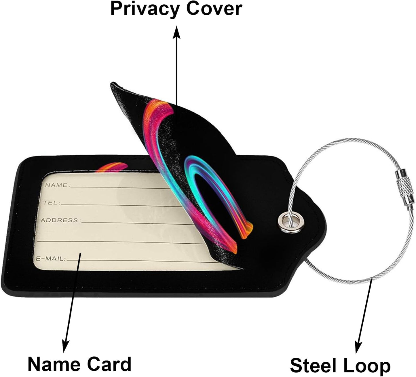 2 Pack Initial Luggage Tags for Suitcase, Colorful Letter Design Cruise Name Bag Tags, Novelty Baggage Identifiers with Full Privacy Cover, Leather ID Label for Women Men Kids Travel, Rainbow Letter Y