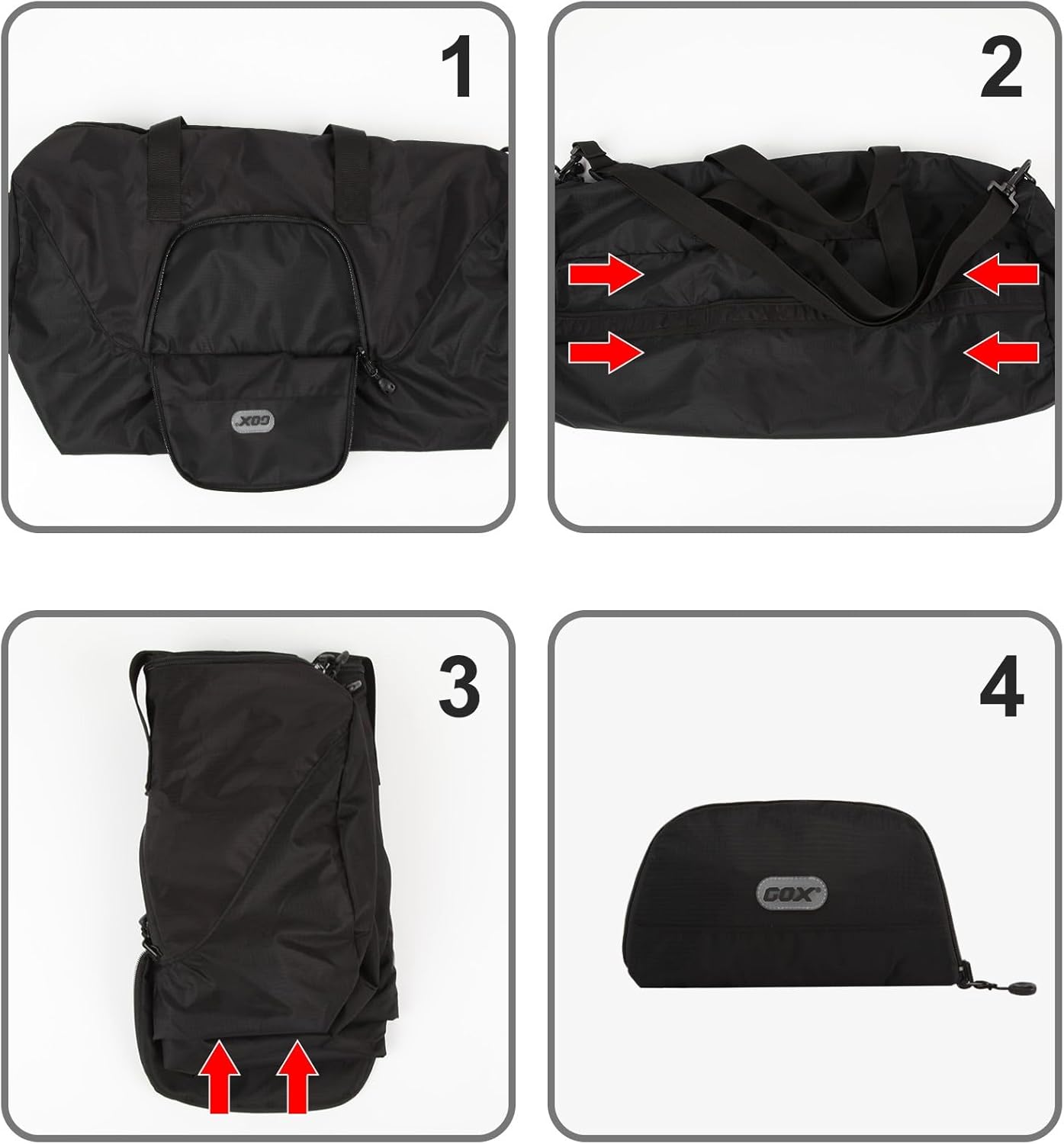 GOX Foldable Travel Bag Packable Tote Duffle Bag For Travel Spirit Airlines Personal Item Bag 18x14x8(Black)