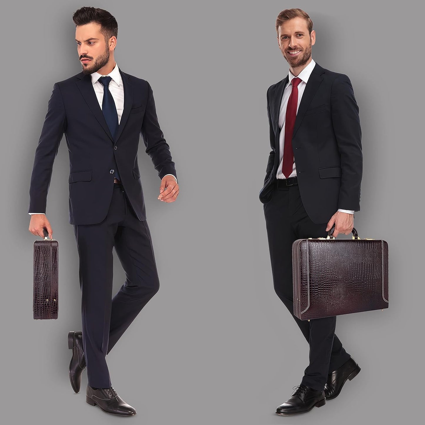 Full Grain Leather Briefcase Attache Case For Unisex Size L18 x W5 x H12 Inches Expandable Briefcase Bag