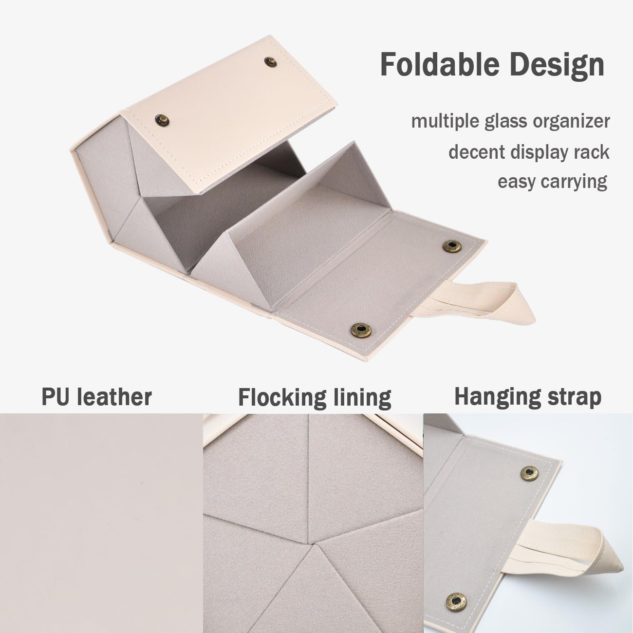 Kenpal Sunglasses Storage Organizer Holder Foldable Travel Case with 5 Slot Compartments for