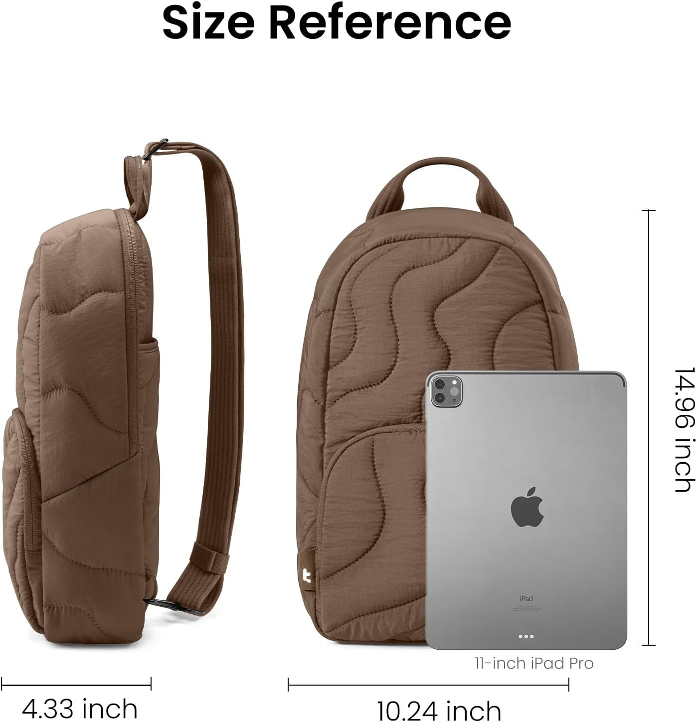 tomtoc 10L Puffy Sling Bag Backpack for Women Trendy, Quilted Padded Crossbody Bag for 11-inch iPad, iPad Air M3/M2, iPad Pro M5 2025/M4, Nintendo Switch 2, Lightweight Puffer Travel Chest Bag Daypack