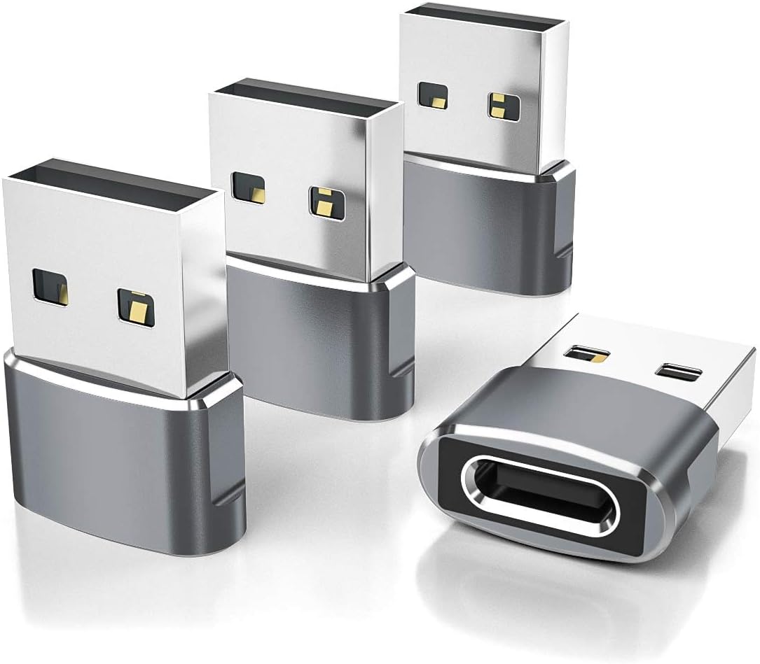 Elebase for Samsung Galaxy Z Flip 7 Adapter,USB to USB C Adaptor 4Pack,Type C Female to A Male Cable Converter for Z Fold Flip 7 6 5,A55 A54 A53 A52,Tab S10 S9 S8 A9 A8 Lite,Watch Ultra Classic Active