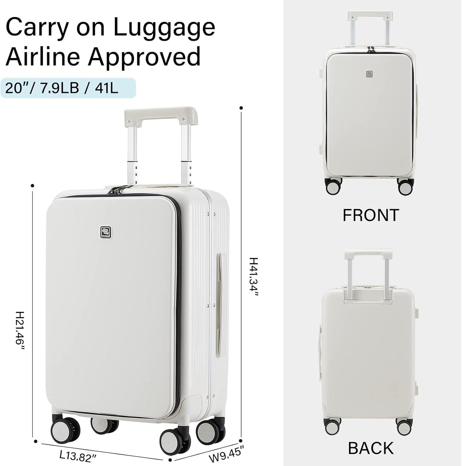 Hanke Grace Hard Shell Suitcases with Wheels,20 Inch Carry On Luggage Airline Approved with