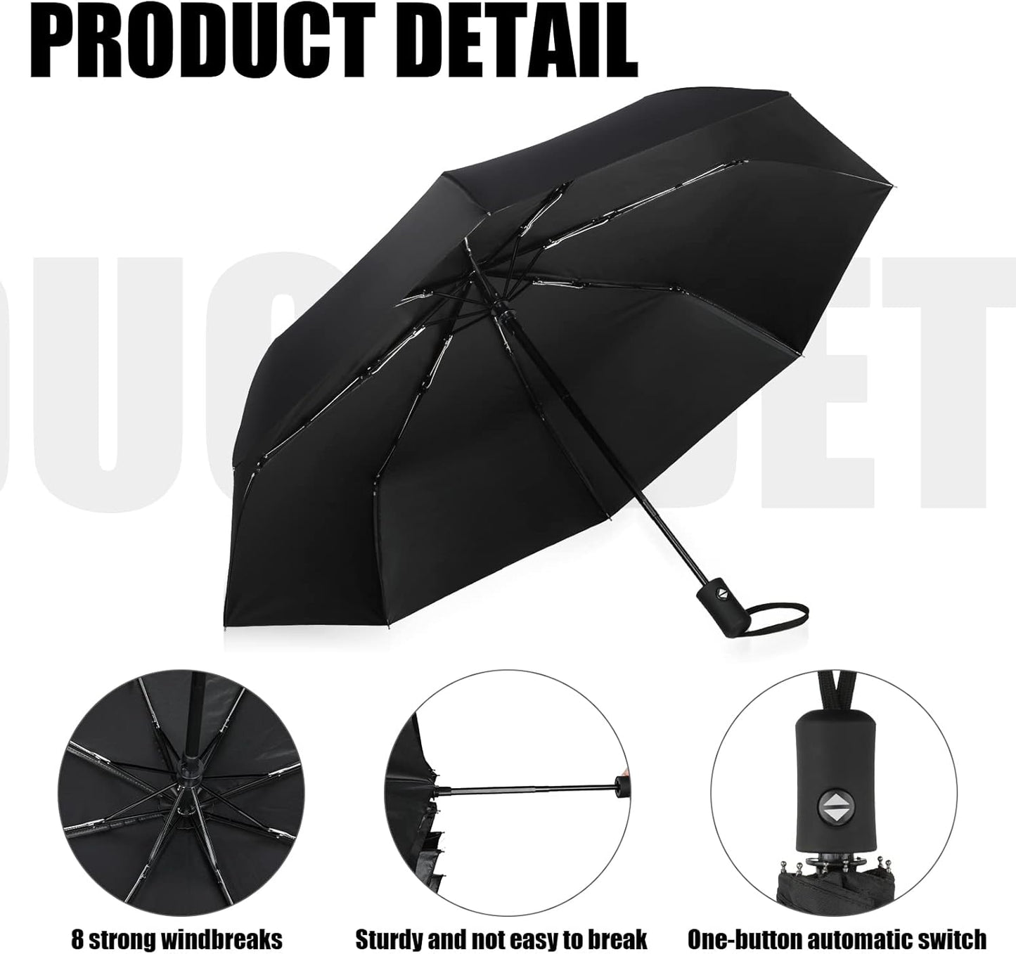 Jexine 6 Pcs Travel Compact Umbrella Automatic Open Close Windproof Small Light Backpack Purse Car Portable Collapsible Umbrella for Rain, Men Women
