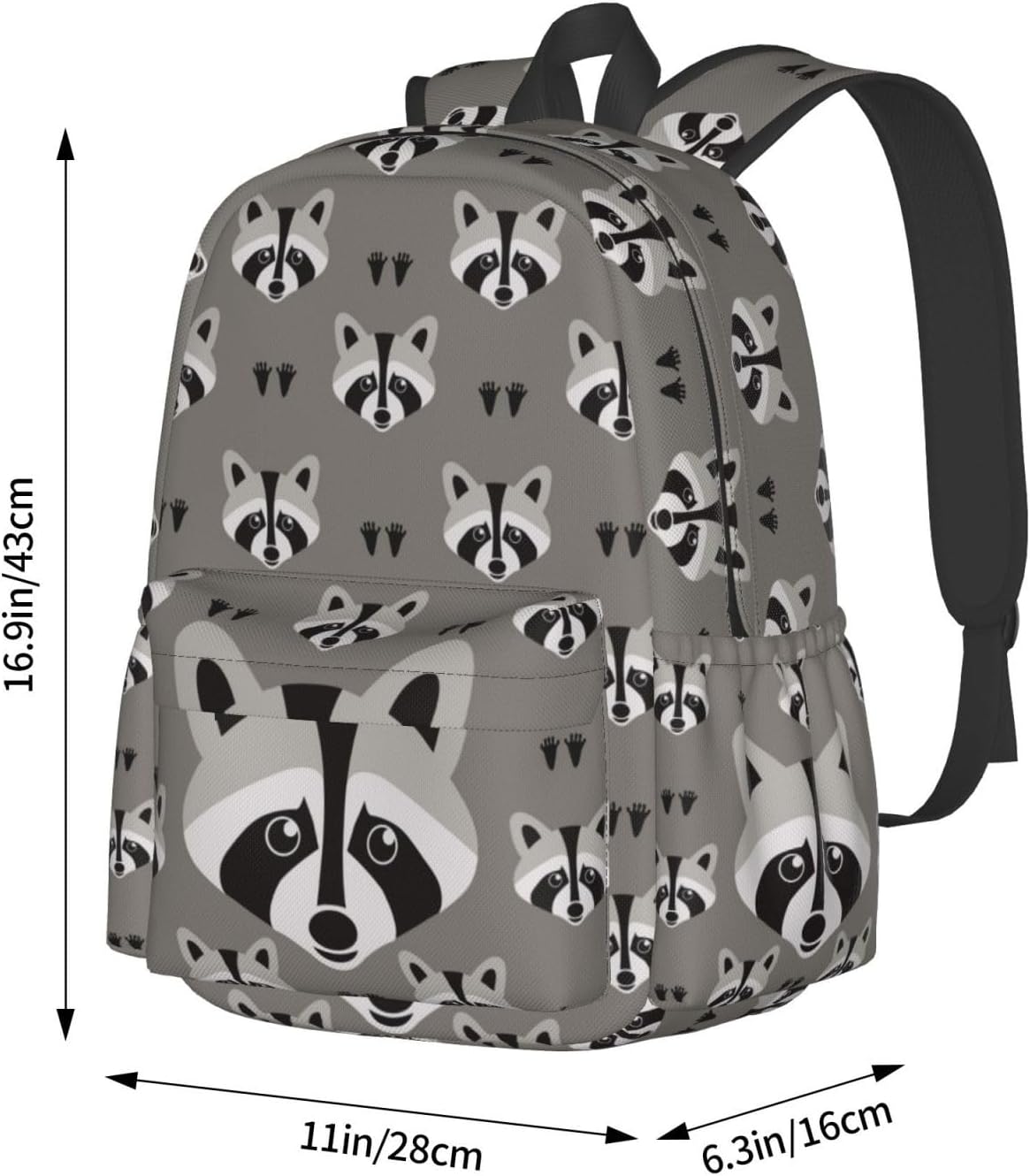 Raccoon Backpack School Bag Lightweight Bookbag Laptop Travel Daypack For Kids Girls Boys Teens